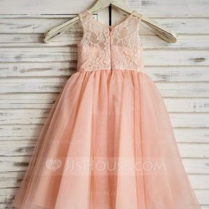 A- line princess Tea length flower girl dress